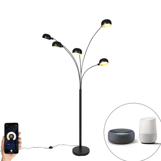 Smarte Stehlampe schwarz 5-flammig inkl. Wifi B35 - Sixties