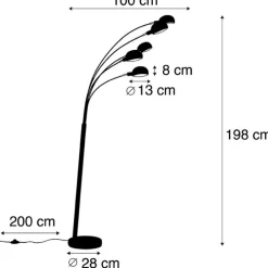 Smarte Stehlampe schwarz 5-flammig inkl. Wifi B35 - Sixties