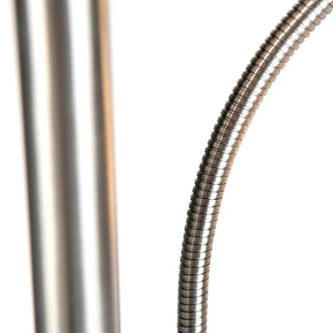 Smarte Stehleuchte aus Stahl mit weißem Schirm inkl. WiFi A60 und E14 - Retro