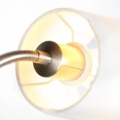 Smarte Stehleuchte aus Stahl mit weißem Schirm inkl. WiFi A60 und E14 - Retro