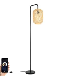 Smarte Stehleuchte Bambus inkl. WiFi ST64 - Yvonne