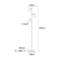 Smarte Stehleuchte Gold mit rosa Glas 3-Lichter inkl. 3 Wifi P45 - Vidro