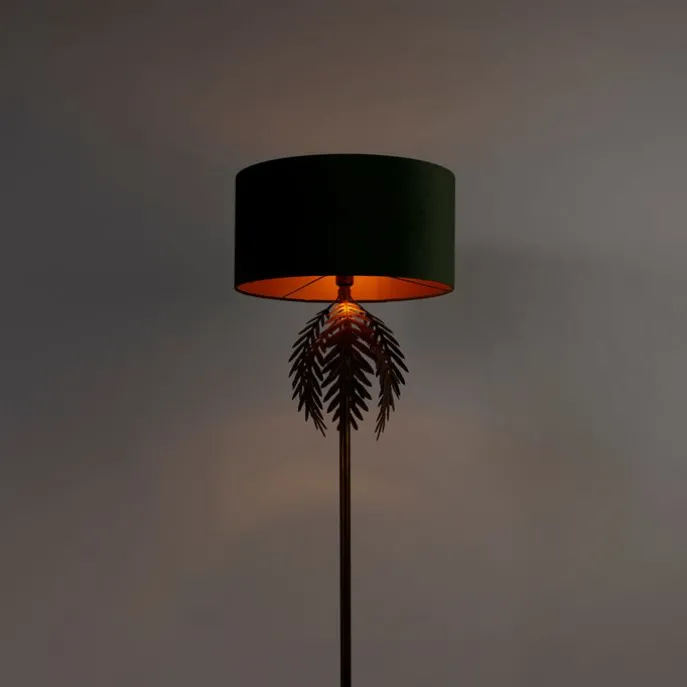 Smarte Stehleuchte Gold mit grünem Schirm inkl. WLAN A60 - Botanica