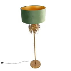 Smarte Stehleuchte Gold mit grünem Schirm inkl. WLAN A60 - Botanica