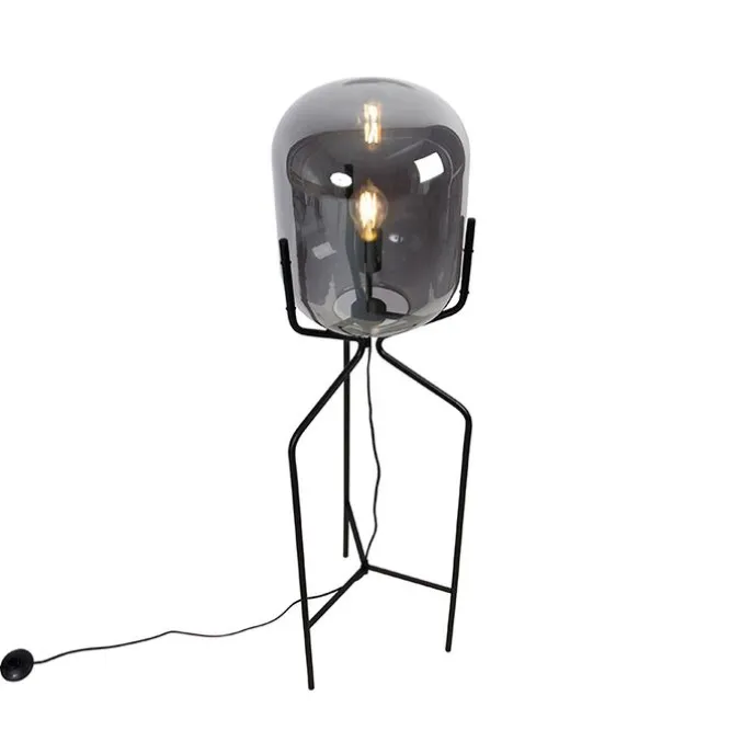 Smarte Stehleuchte schwarz inkl. WiFi A60 Rauchglas - Bliss