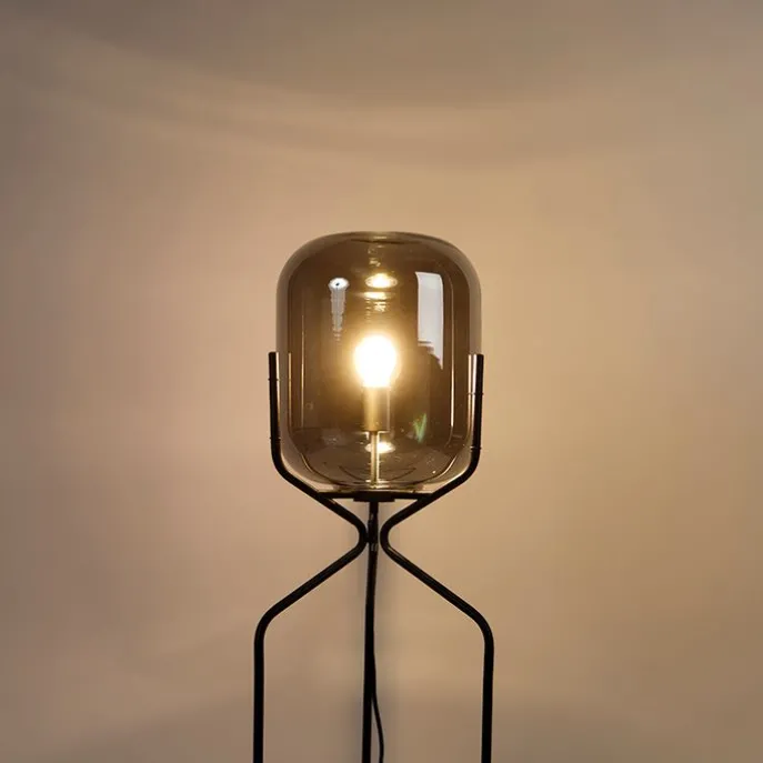 Smarte Stehleuchte schwarz inkl. WiFi A60 Rauchglas - Bliss