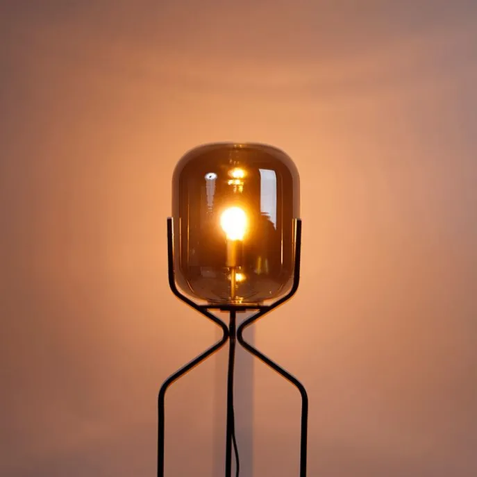 Smarte Stehleuchte schwarz inkl. WiFi A60 Rauchglas - Bliss