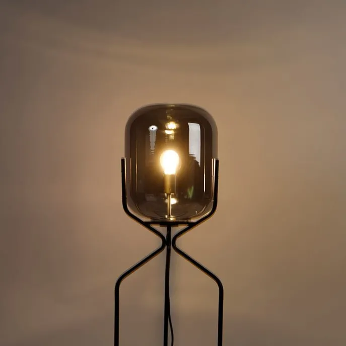 Smarte Stehleuchte schwarz inkl. WiFi A60 Rauchglas - Bliss