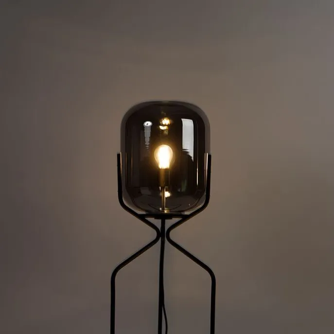Smarte Stehleuchte schwarz inkl. WiFi A60 Rauchglas - Bliss