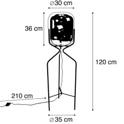 Smarte Stehleuchte schwarz inkl. WiFi A60 Rauchglas - Bliss