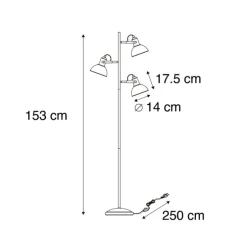 Smarte Stehleuchte Schwarz mit Gold 3-flammig inkl. 3 WiFi P45 - Tommy