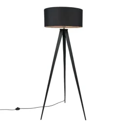 Smarte Stehleuchte schwarz mit schwarzem Schirm inkl. WLAN A60 - Ilse