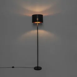 Smarte Stehleuchte Schwarz mit Gold Rund inkl. WiFi A60 - VT