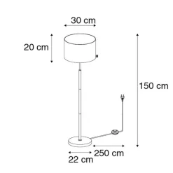 Smarte Stehleuchte Schwarz mit Gold Rund inkl. WiFi A60 - VT
