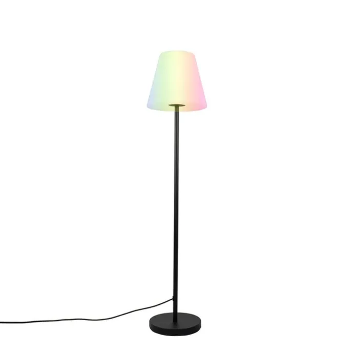 Smarte Stehleuchte schwarz mit weißem Schirm 35 cm IP65 inkl. LED - Virginia