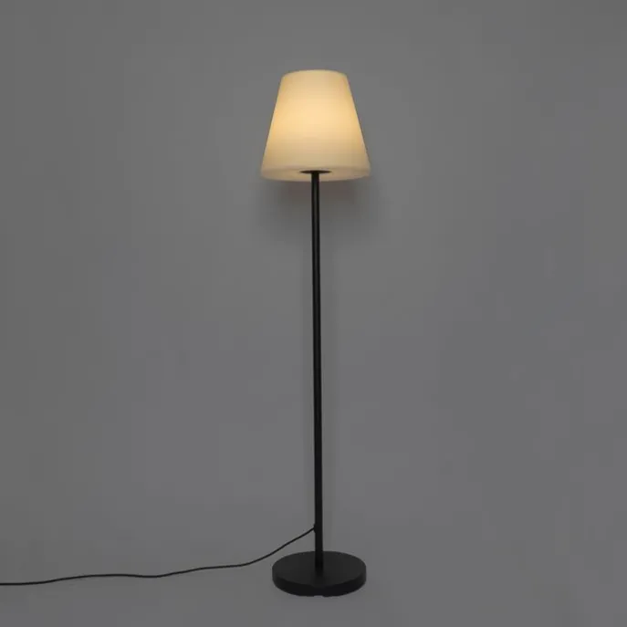Smarte Stehleuchte schwarz mit weißem Schirm 35 cm IP65 inkl. LED - Virginia