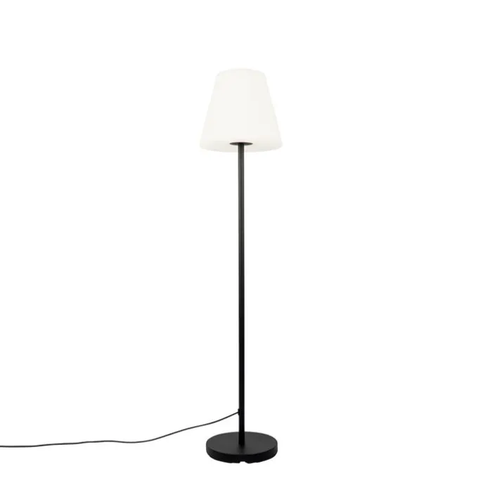 Smarte Stehleuchte schwarz mit weißem Schirm 35 cm IP65 inkl. LED - Virginia