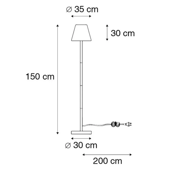 Smarte Stehleuchte schwarz mit weißem Schirm 35 cm IP65 inkl. LED - Virginia