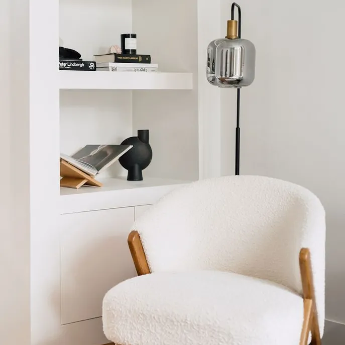 Smarte Stehleuchte schwarz mit Gold und Rauchglas inkl. WiFi A60 - Zuzanna