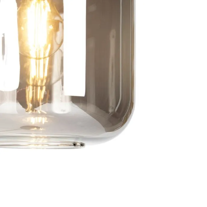 Smarte Stehleuchte schwarz mit Gold und Rauchglas inkl. WiFi A60 - Zuzanna