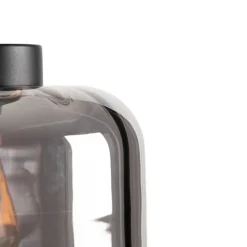 Smarte Stehleuchte schwarz mit Rauchglas inkl. WiFi ST64 - Qara Down