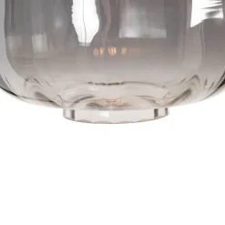 Smarte Stehleuchte schwarz mit Rauchglas inkl. WiFi ST64 - Qara Down