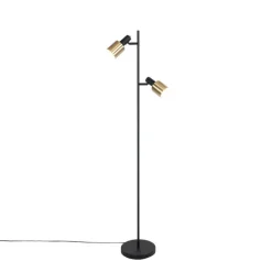 Smarte Stehleuchte schwarz mit Gold inkl. 2 Wifi A60 - Stijn