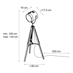 Smarte Stehleuchte Stativholz mit Studiostrahler inkl. WiFi B35 - Braha