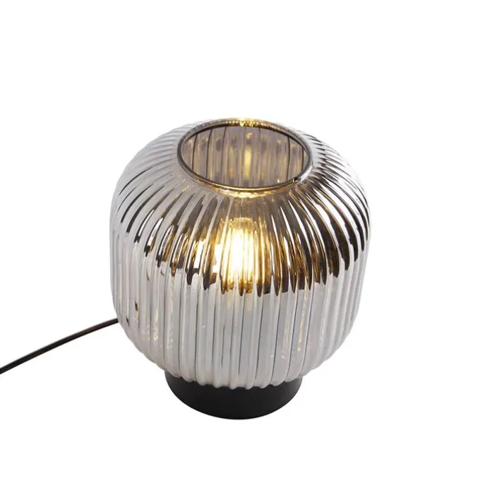 Smarte Tischleuchte schwarz mit Rauchglas inkl. WiFi A60 - Karel