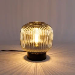 Smarte Tischleuchte schwarz mit Rauchglas inkl. WiFi A60 - Karel