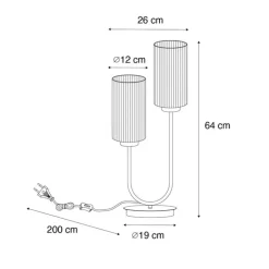 Smarte Tischleuchte Schwarz mit Rauchglas 2-flammig inkl. 2 Wifi ST64 - Laura