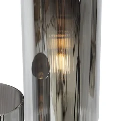 Smarte Tischleuchte Schwarz mit Rauchglas 2-flammig inkl. 2 Wifi ST64 - Laura