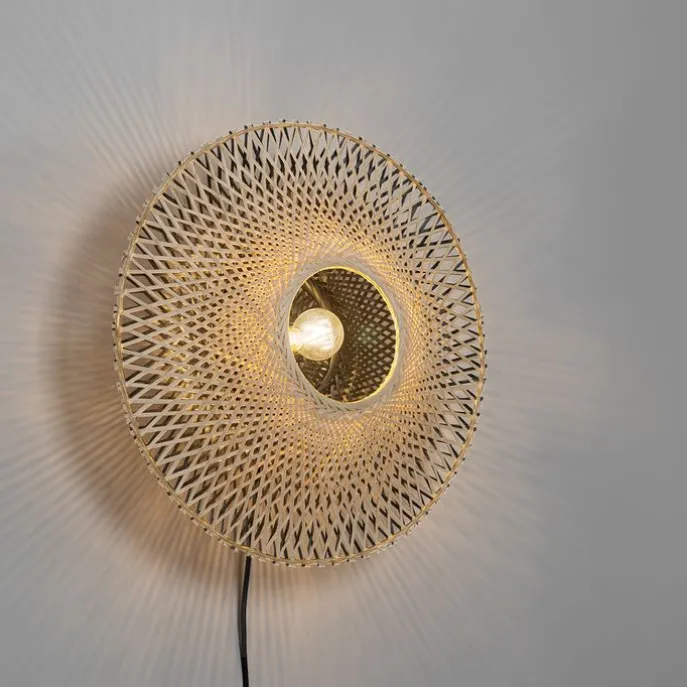 Smarte Wandleuchte Bambus 50 cm mit Stecker inkl. WLAN A60 - Rina