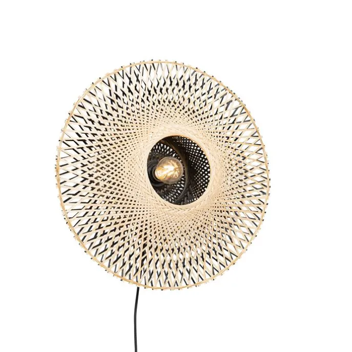 Smarte Wandleuchte Bambus 50 cm mit Stecker inkl. WLAN A60 - Rina