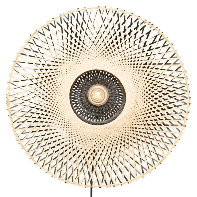 Smarte Wandleuchte Bambus 50 cm mit Stecker inkl. WLAN A60 - Rina