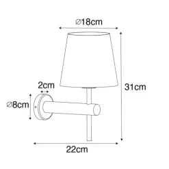 Smarte Wandleuchte Bronze mit weißem Schirm inkl. WiFi A60 - Pluk