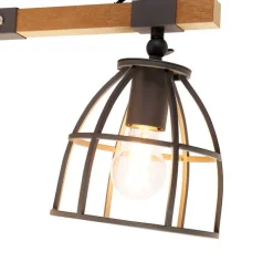 Smarte Wandleuchte dunkelgrau mit Holz verstellbar inkl. WiFi A60 - Arthur