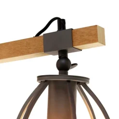 Smarte Wandleuchte dunkelgrau mit Holz verstellbar inkl. WiFi A60 - Arthur