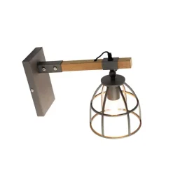 Smarte Wandleuchte dunkelgrau mit Holz verstellbar inkl. WiFi A60 - Arthur