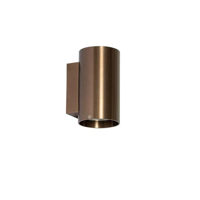 Smarte Wandleuchte Dunkelbronze Rund 2-flammig inkl. 2 Wifi GU10 50mm - Sandy