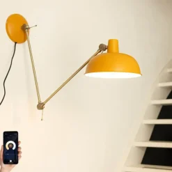 Smarte Wandleuchte Gelb mit Bronze inkl. Wifi P45 - Milou