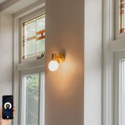 Smarte Wandleuchte Gold IP44 inkl. WiFi G9 - Cederic Up