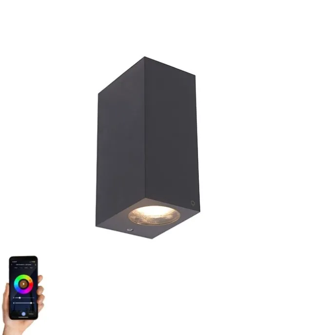 Smarte Wandleuchte grau aus Kunststoff Inkl. 2 WLAN GU10 - Baleno