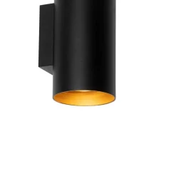 Smarte Wandleuchte Schwarz mit Gold 2 Lichter inkl. Wifi GU10 - Sab