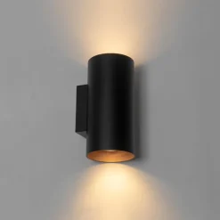 Smarte Wandleuchte Schwarz mit Gold 2 Lichter inkl. Wifi GU10 - Sab