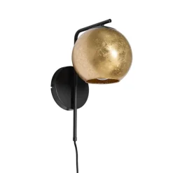 Smarte Wandleuchte schwarz mit Goldglas inkl. WiFi A60 - Bert