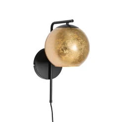 Smarte Wandleuchte schwarz mit Goldglas inkl. WiFi A60 - Bert