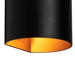 Smarte Wandleuchte schwarz mit Messing inkl. WiFi G9 - Sabbio