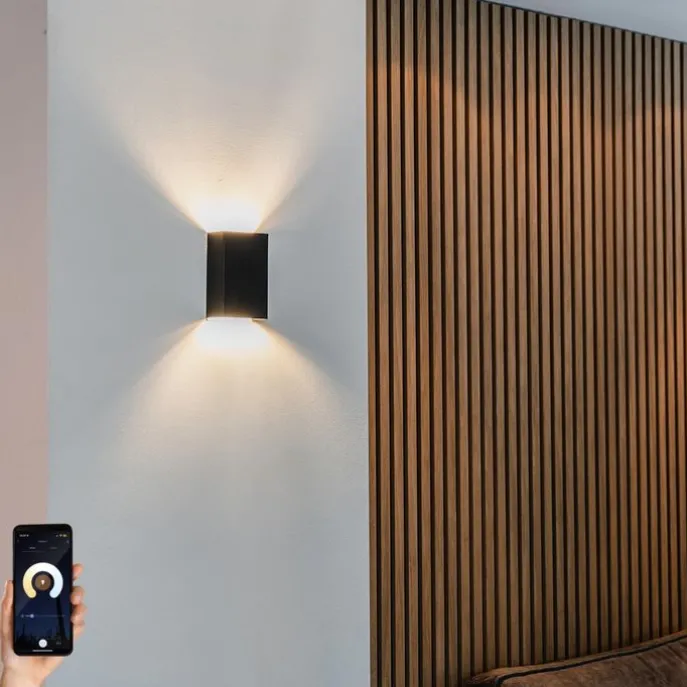 Smarte Wandleuchte schwarz 10 cm inkl. 2 WiFi G9 - Otan