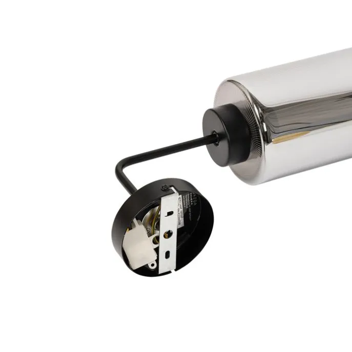 Smarte Wandleuchte schwarz mit Rauchglas inkl. WiFi ST64 - Laura